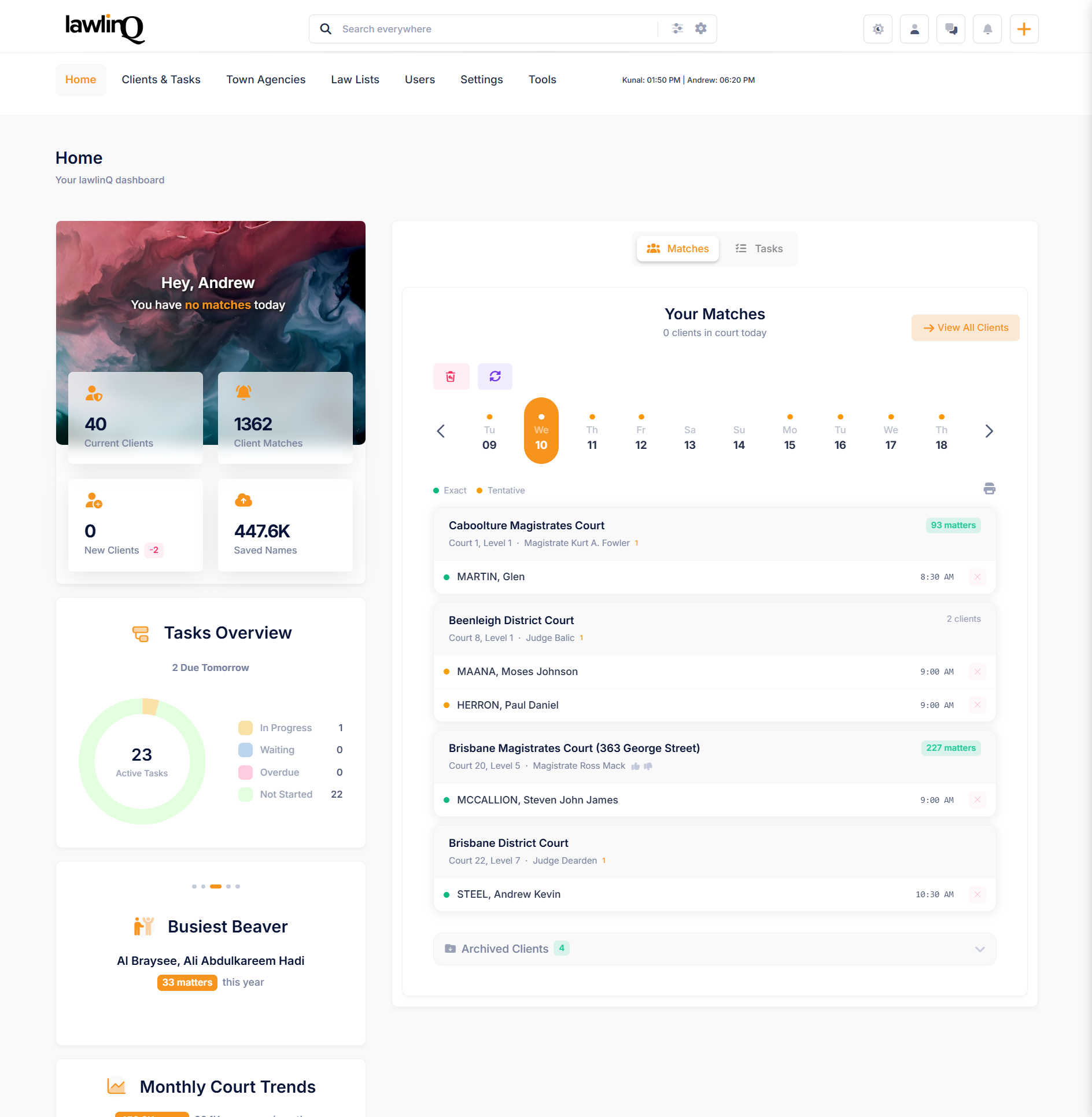 LawlinQ Dashboard